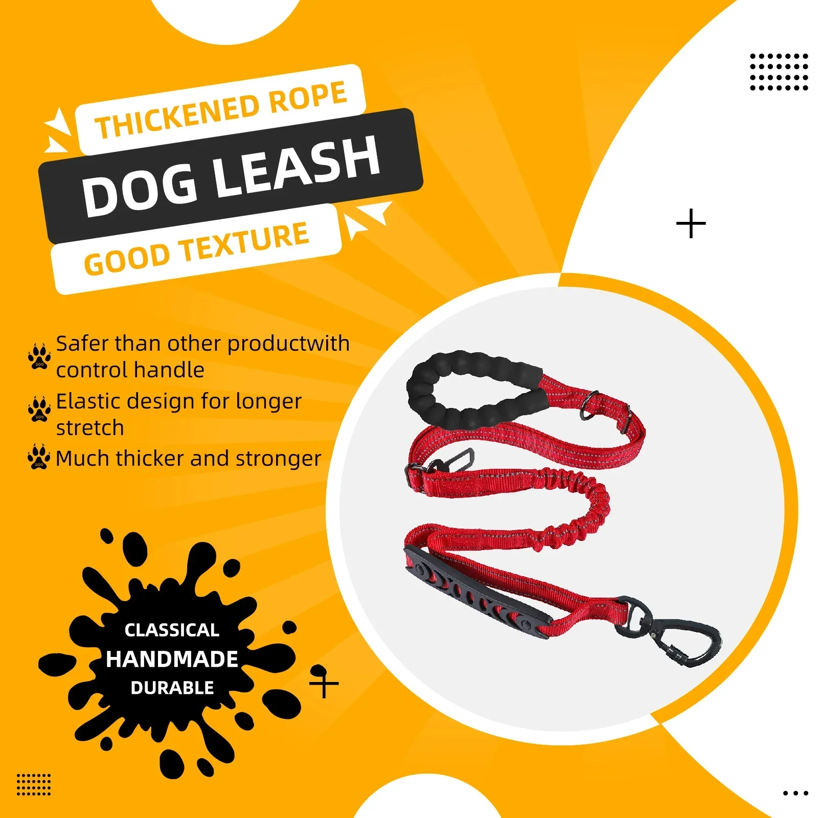 【NEW】Heavy Duty Dog Leash with Car Harness and with Comfortable Padded Handle and Highly Reflective, Versatile Dog Leash