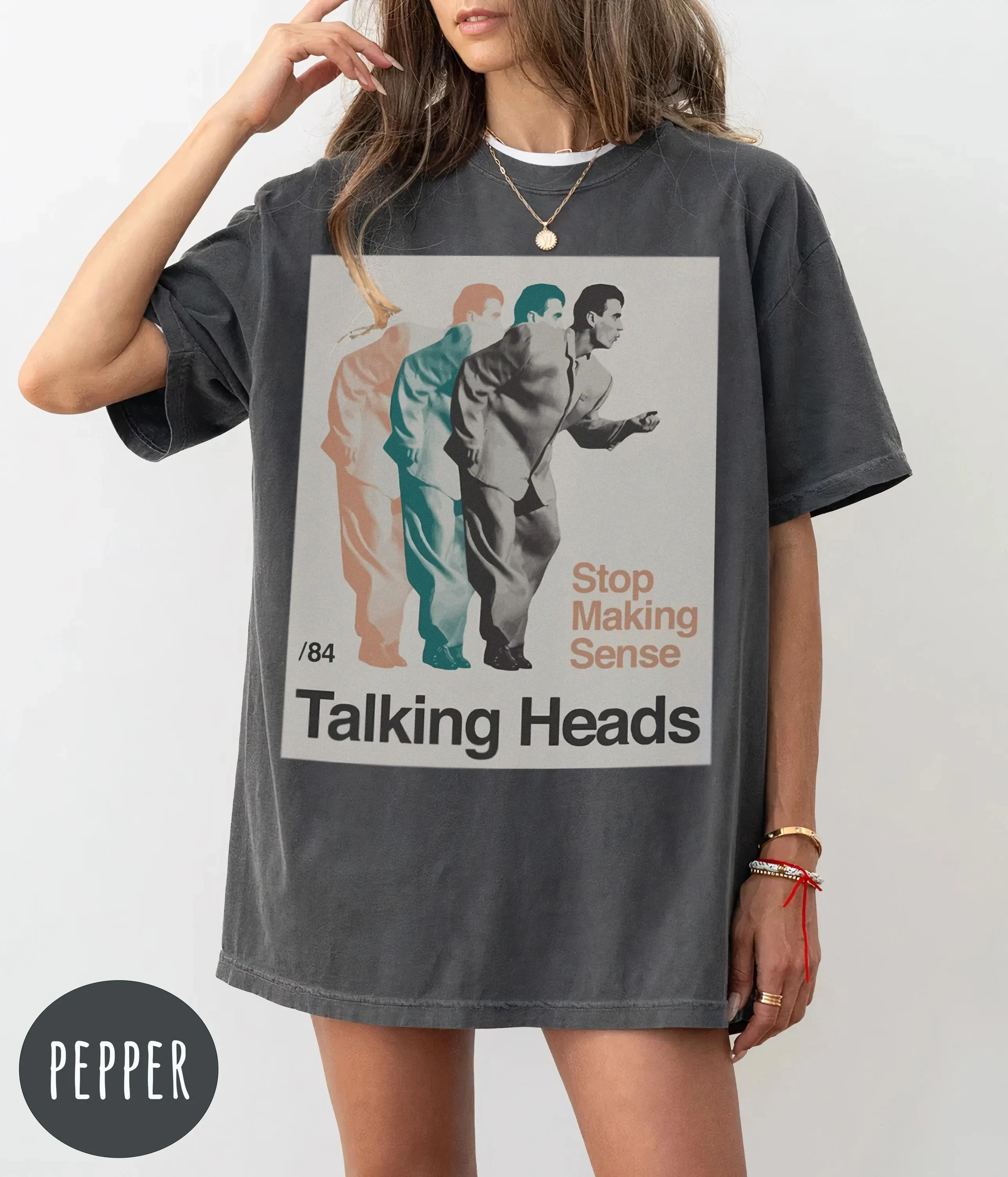 

Женская летняя футболка оверсайз в винтажном стиле с принтом Talking Heads, хлопковая, дышащая, стильная, универсальная, в уличном стиле