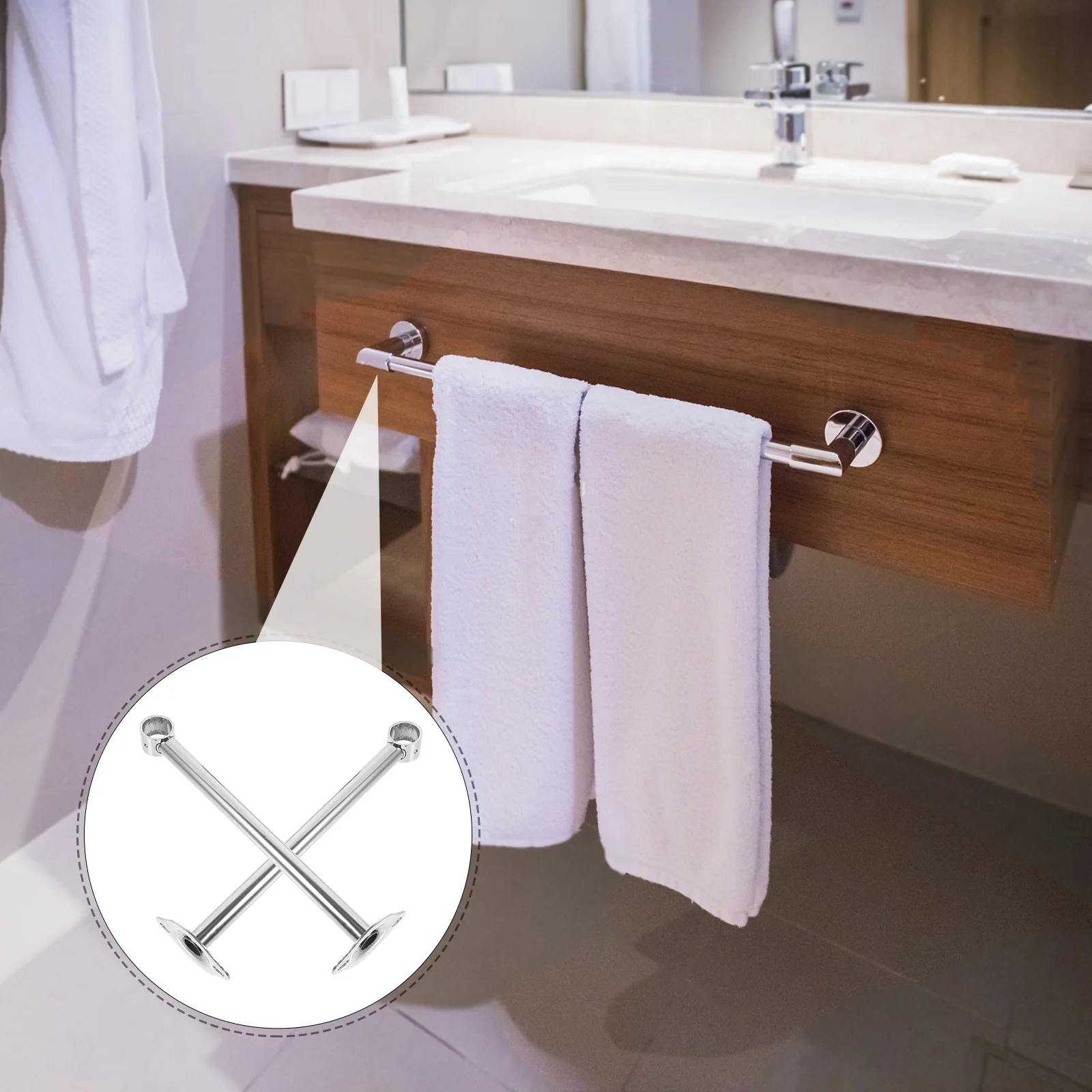 

2Pcs Stainless Steel Rod Bracket Thickened Heavy Duty Closet Hanging Rod Mounting Pipe Suitable for Balcony Bathroom Kitchen