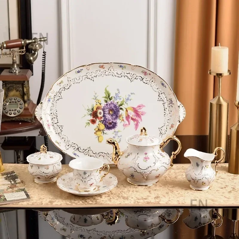 European Court Style Gold Rimmed Coffee Cups and Plates, Large Pots of Sugar, Milk Pots, Trays of Tea Utensils, Kitchen Utensils