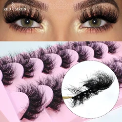 RED SIREN Lashes Mink Fluffy 7 Pairs / pack Natural Wispy Messy Manga Lashes Free Shipping False Eyelashes Makeup