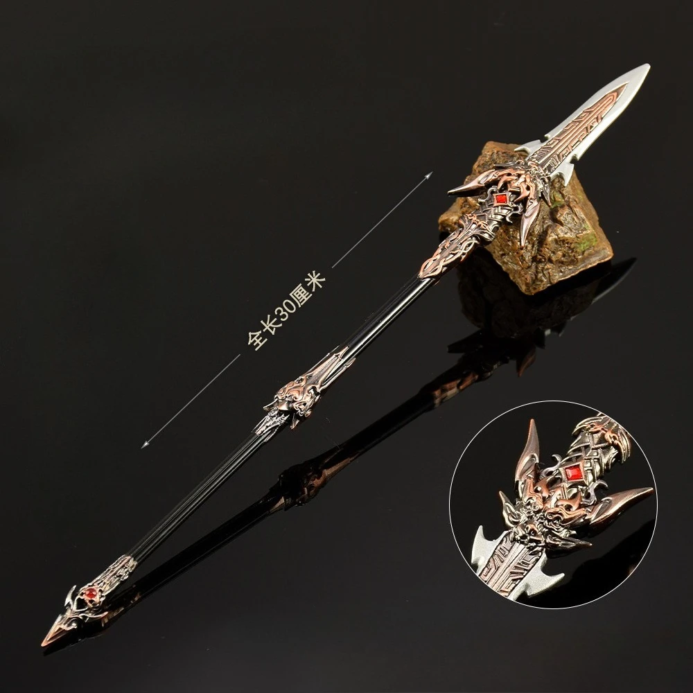 30 cm Naraka: Bladepoint Spear Lance Zhenshanhe Game Randapparatuur Alle Metalen Samurai Zwaarden Wapen Model Speelgoed Collectie Geschenken