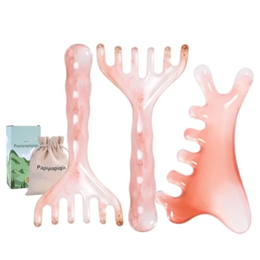 

3 Pack Head Massager and Scalp Comb - Manual Scalp Massager with Gua Sha Comb for Scalp Relaxation, Tension Relief, Resin Head
