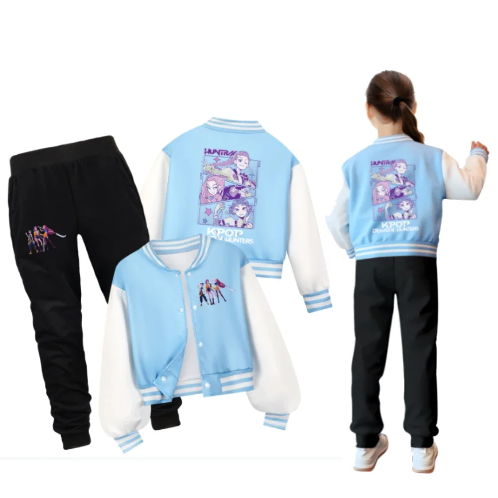 

Kpop Demon Hunter Kids Baseball Jacket - Cute Harajuku Anime Rumi Cosplay Coat for Girls, Spring Autumn Fashion Outerwear