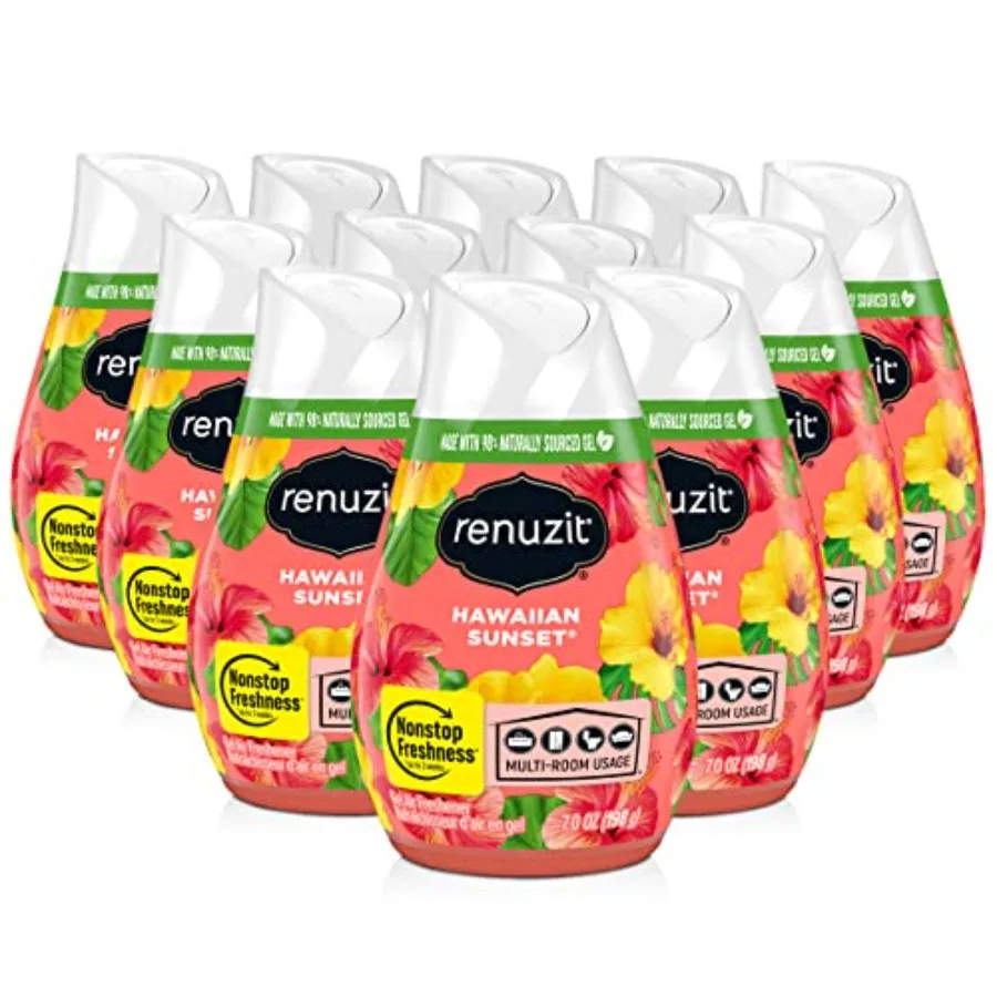 

Renuzit Adjustable Solid Gel Air Freshener Cones, Hawaiian Sunset, Nonstop Freshness, 7 Oz, 12 Count