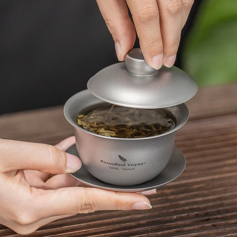 Boundless Voyage 100 ml Titan Gaiwan Traditionelles chinesisches Kung-Fu-Teeset mit Deckel Hitzebeständige doppelwandige Teeschüssel – Detail 8