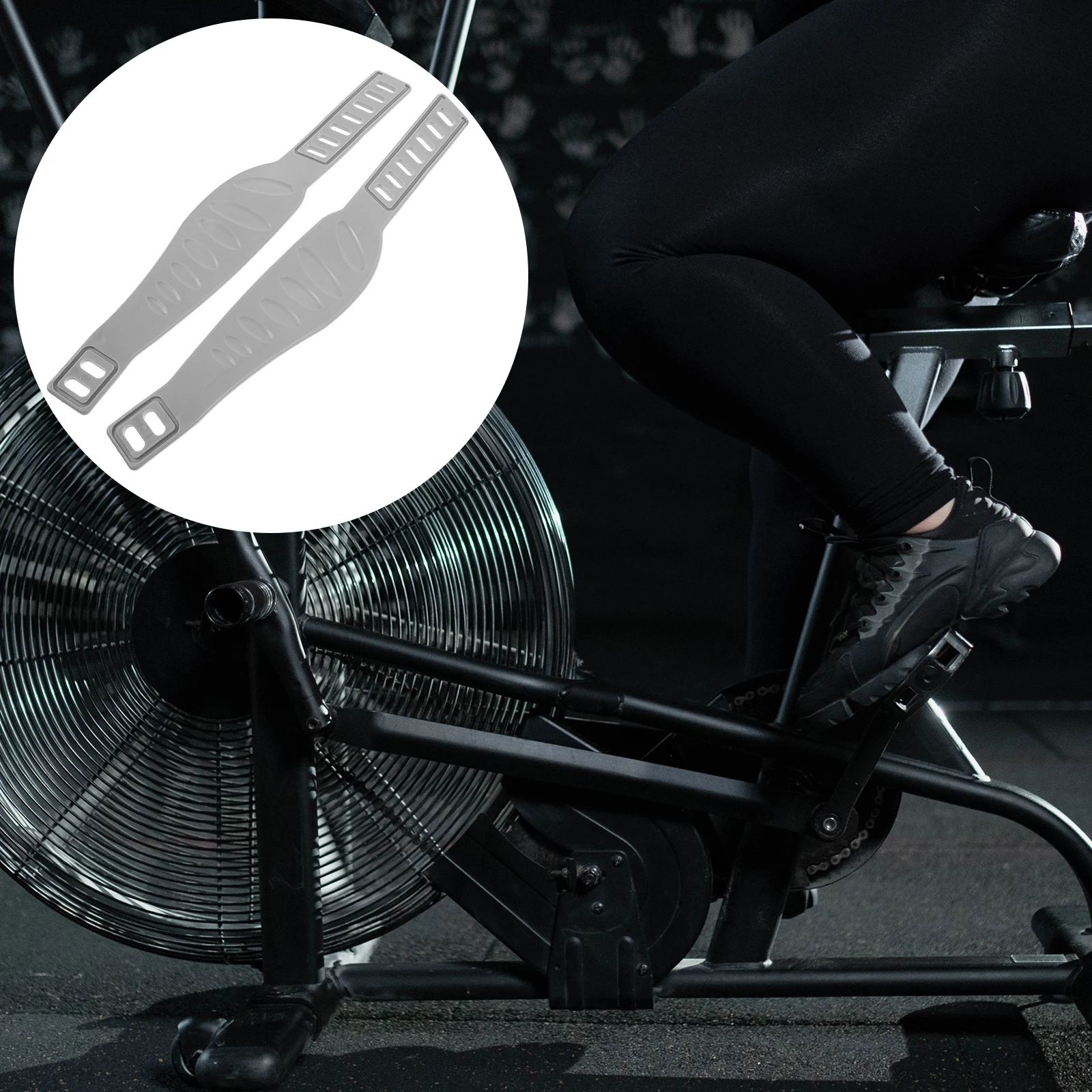 

Adjustable Bike Pedal Straps Light Grey Plastic Footrest Fitness AntiSlipping Replacement Cycling Fix Durable Toe Straps