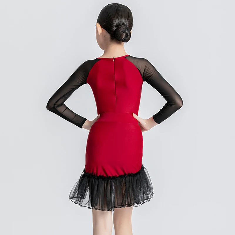 Enfants danse latine pantalon Costumes salle de bal grande taille frange gland robe pantalon filles Salsa Samba enfants scène tenues Costume