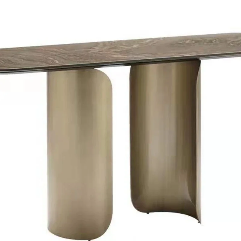 

Italian light luxury entrance table, stainless steel marble entrance table against the wall, modern simple entry new