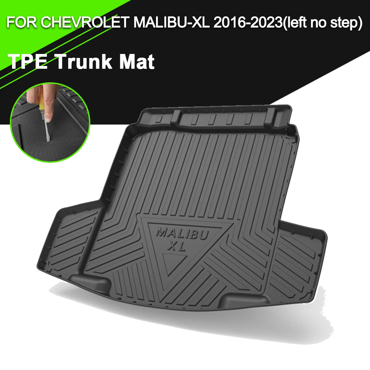 Trunk Mat  TPE FOR CHEVROLET MALIBU-XL 2016-2023(left no step) Car Waterproof Non-Slip Rubber Cargo Liner Accessories