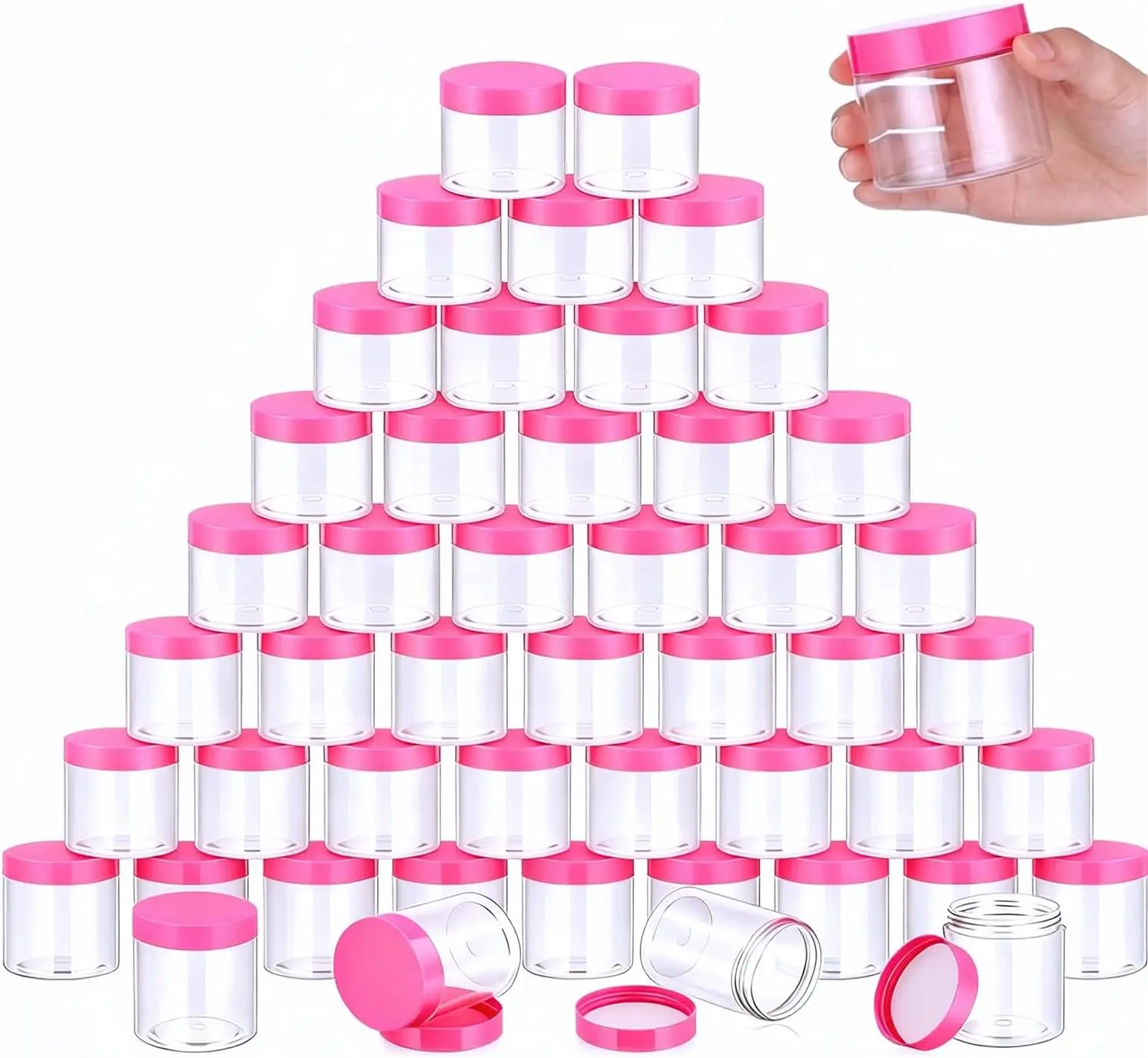 

100 шт. розовых пластиковых банок объемом 6 унций с крышками, контейнеры с широким горлышком для хранения лосьонов и кремов
