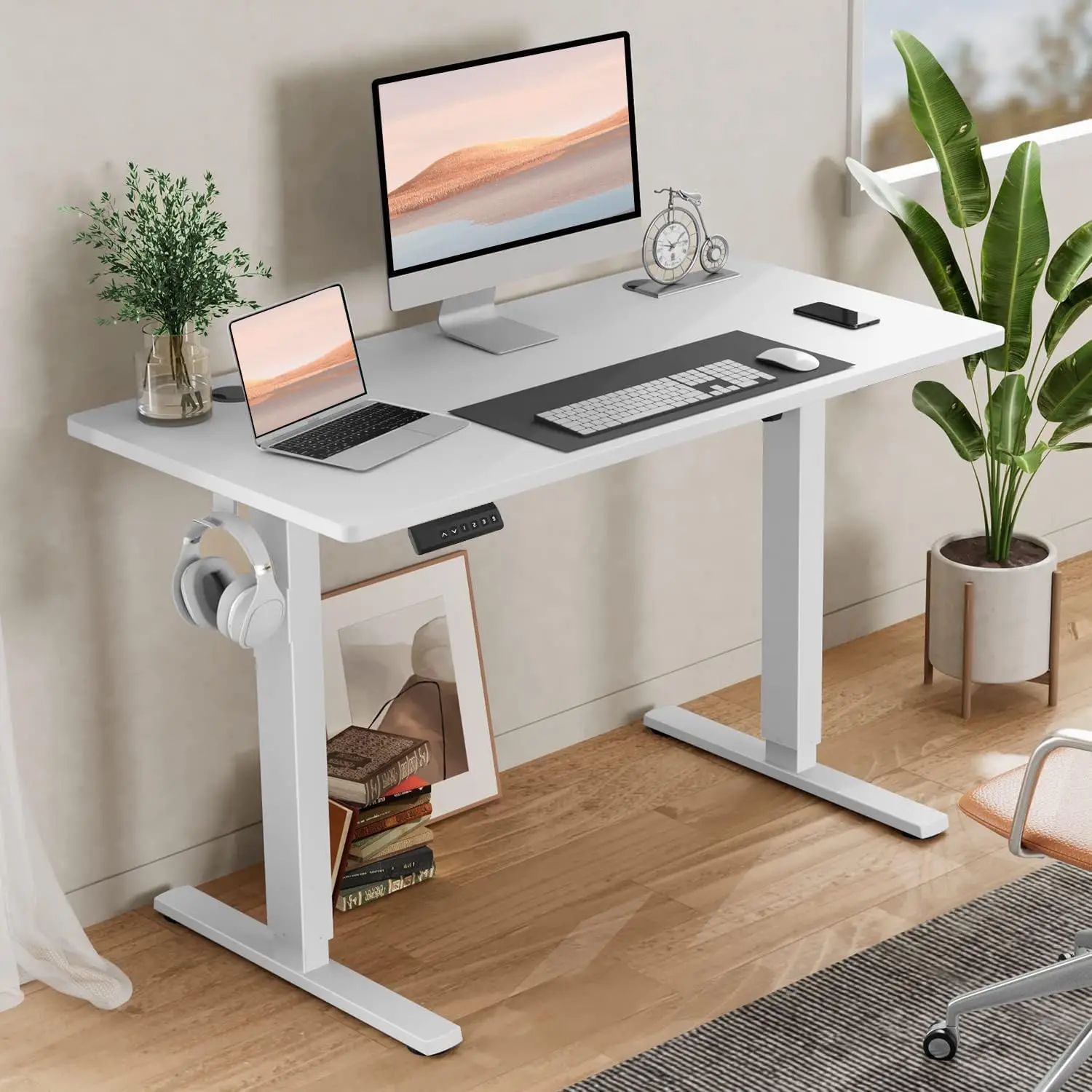 Höhenverstellbarer Stehschreibtisch – 40 x 24 Zoll Sitz-Steh-Schreibtisch mit Spleißbrett, stehender Computertisch für das Heimbüro mit