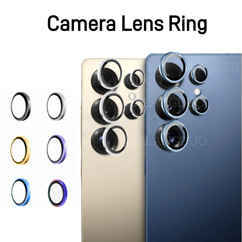 Camera Matel Ring For Samsung Galxy S25 Ultra S24 Plus S24+ S25+ Back Lens Tempered Glass Cover Guard Rear Case Cap