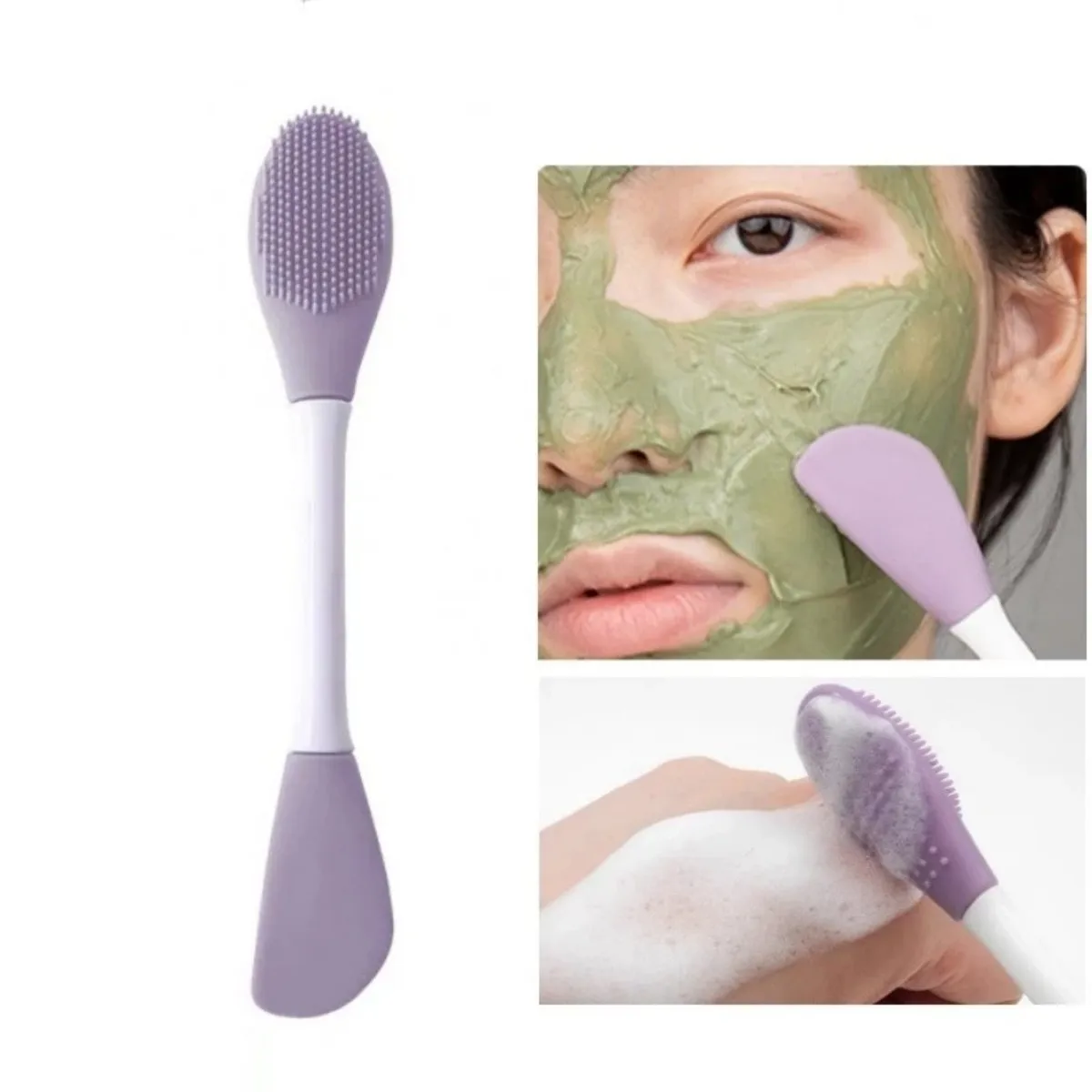 Juego de brochas de maquillaje de 2 piezas: brocha para base y cepillo para máscara de doble punta para un cuidado impecable de la piel y una aplicación de maquillaje