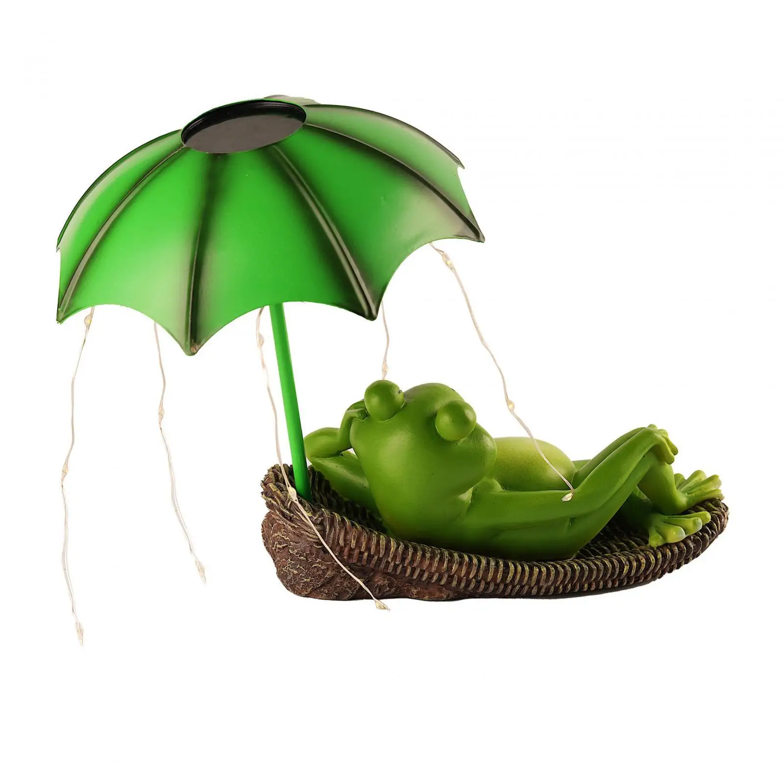 

Frog Garden Outdoor Decor Statue Solar Frog Umbrella Pond Statue for Outside