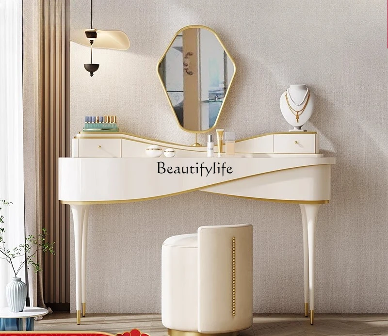 

yj21 Cream style dresser bedroom ins style American light luxury style new creative solid wood makeup table