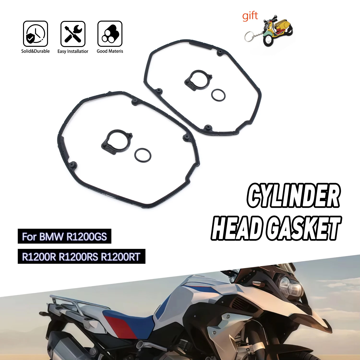 

2 PCS Cylinder Head Valve Cover Gasket Kit For BMW K50 R1200RT K51 K52 K53 K54 R120GS R1200 Adventure R1200R ABS HP2 11128542057