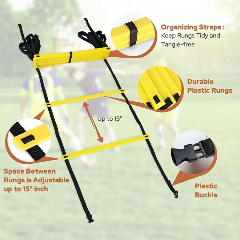 Speed Training Agility Ladder With Nylon Strap - Improve Footwork, Speed, And Coordination For Football And Fitness Training