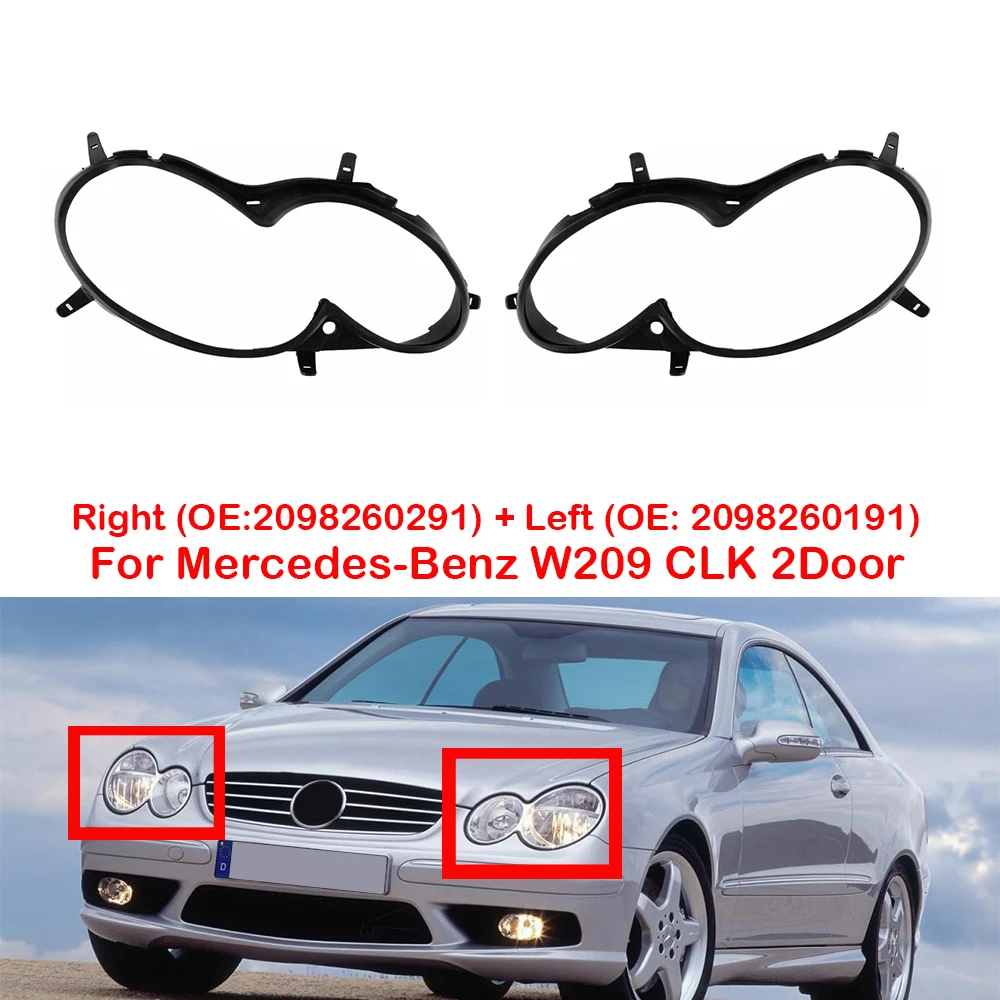 Front Bumper Headlight Sealant Strip For Mercedes Benz W209 CLK Two Door Coupe 2003-2009 OEM 209 826 0191 209 826 0291 Black