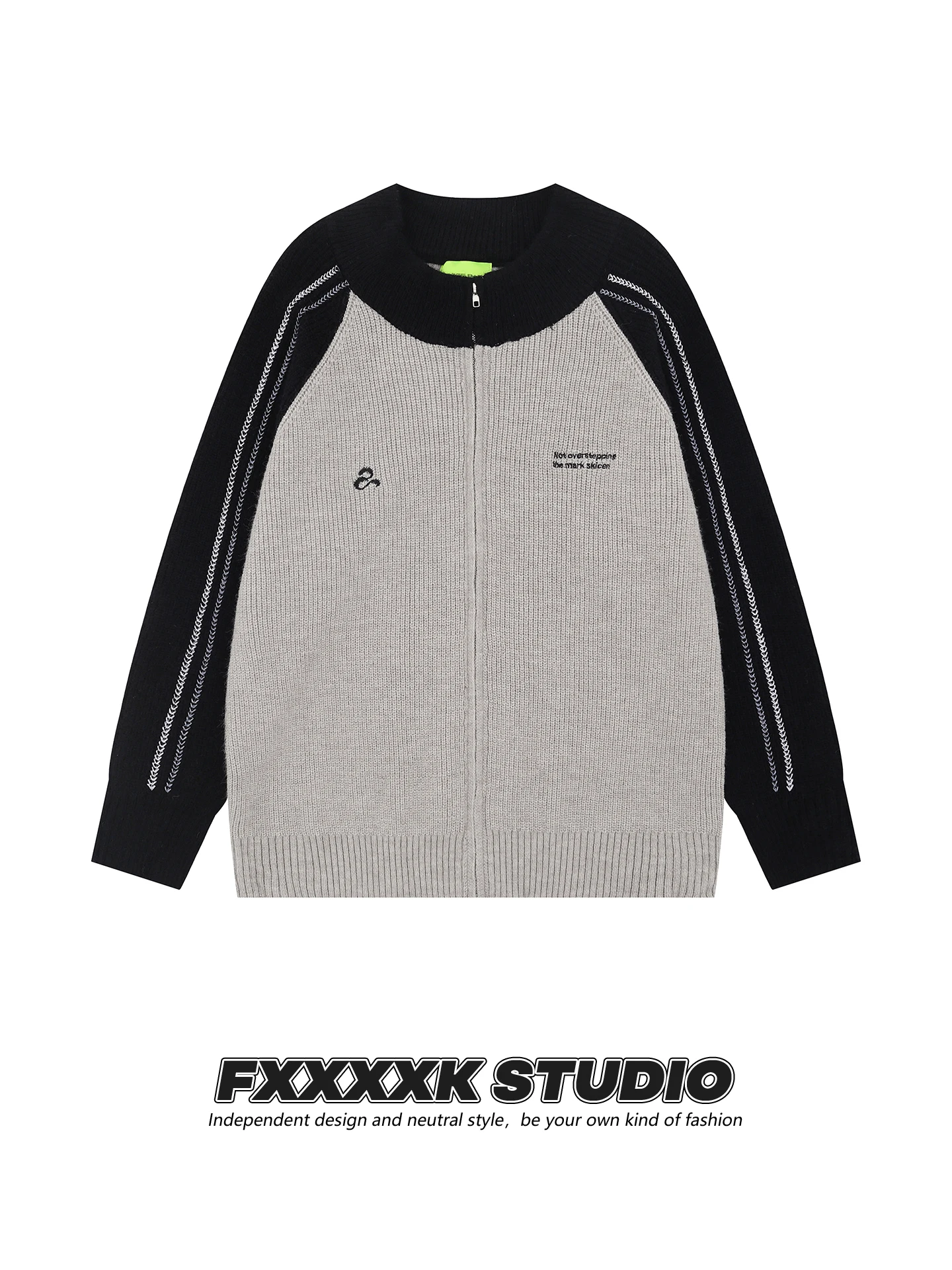 

Оригинальный американский вязаный кардиган-свитер FXK в стиле ретро с вышивкой, на молнии, повседневный, для мужчин и женщин, осенняя одежда