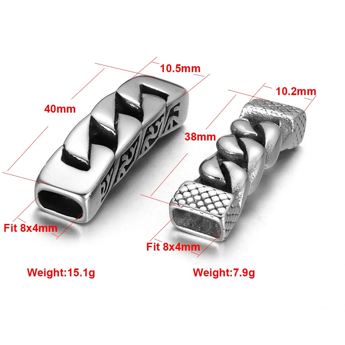 Never Fade Stainless Steel Chain Patterned Connector fit 8x4mm Cord for Bracelet DIY Jewelry Making Finding Accessories