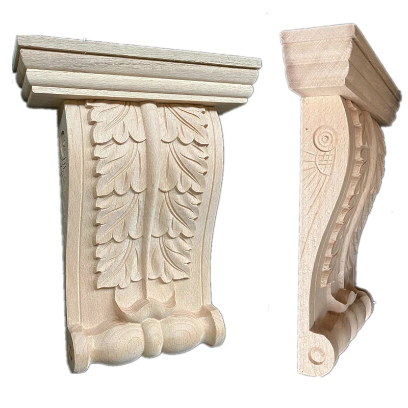 Wood Carved Corner Onlay Applique Furniture Wall Unpainted Cabinet Furniture Door Unpainted Frame Stigma Decor Furniture Legs