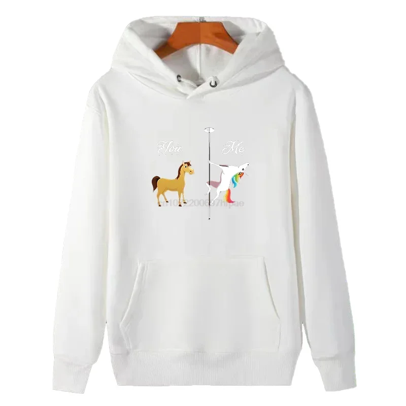 You Me Horse Design Essentials Hoodie Pole Dancing Funny Graphic Hooded Sweatshirts Winter Thick Sweater Hoodie