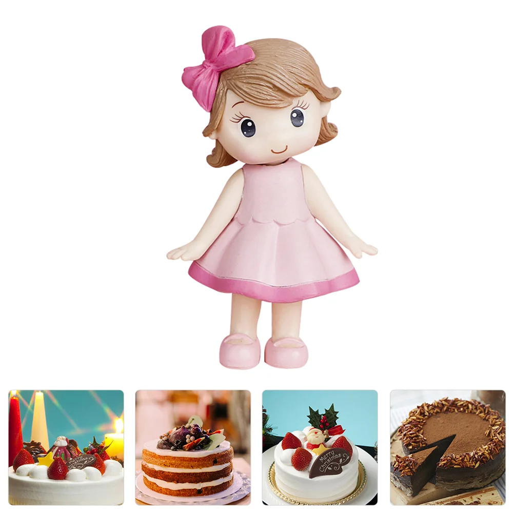 

2 Pcs People Cake Decoration Baby Ornament Girl Statue Dimensional Figurine