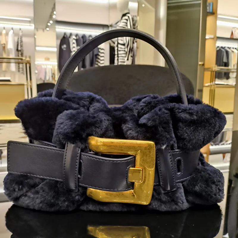 

Fashionable Purple Handbag For Women, Big Gold Buckle Shoulder Bags Luxury Designer Small Tote bag for Ladies Elegant