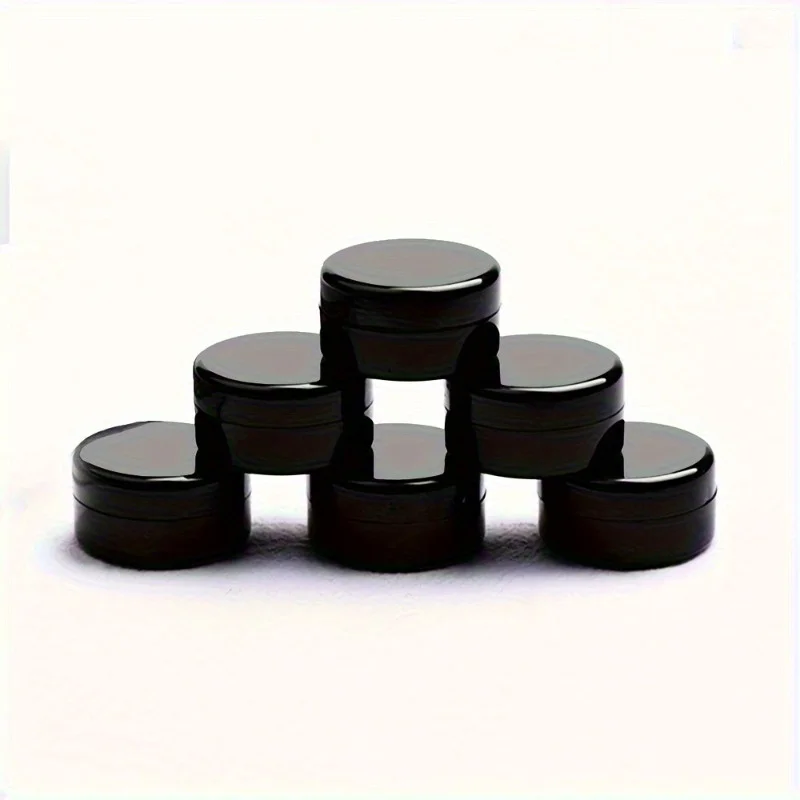 Portable Travel Sample Containers, Pure Black PS Plastic Pot for Eye Cream, Ointment, Makeup Subpackage Bottles