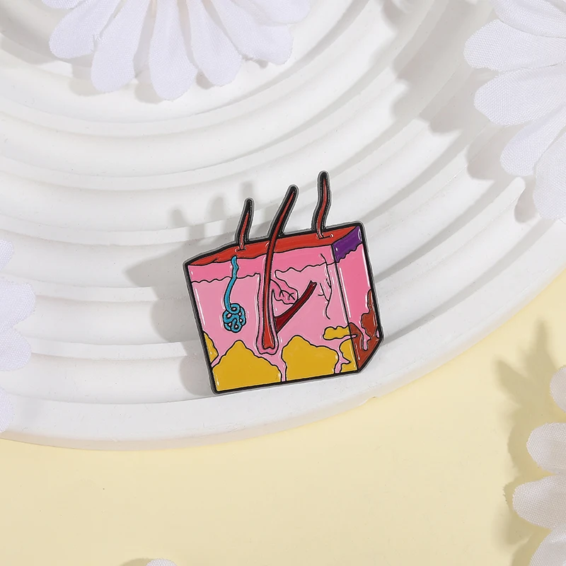 الجلد الجلد المينا دبابيس التشريح ودبابيس الخلية على ظهره شارات التلبيب هدايا مجوهرات مضحكة لعالم الطبيب