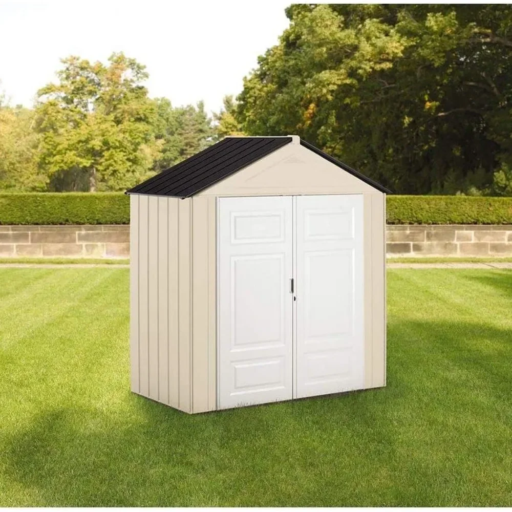 

7 X 3.5 Ft Outdoor Storage Shed, Maple/Sandstone, for Garden/Backyard, Resin Weather Resistant Outdoor Storage Shed