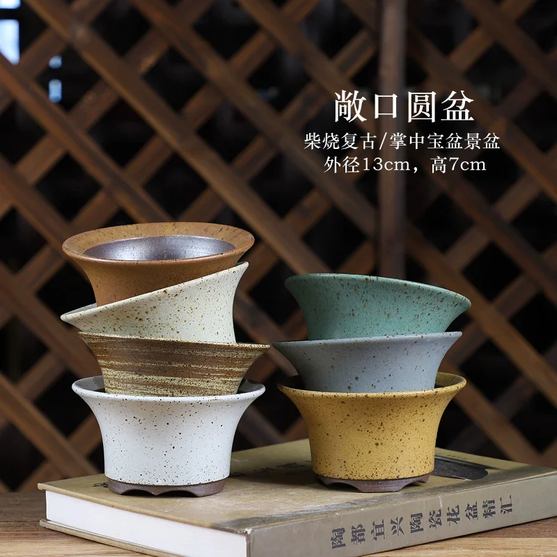 Colorful Handmade Pottery Bonsai Pot,Tradition Chinese Garden Decoration,Classical Traditional China