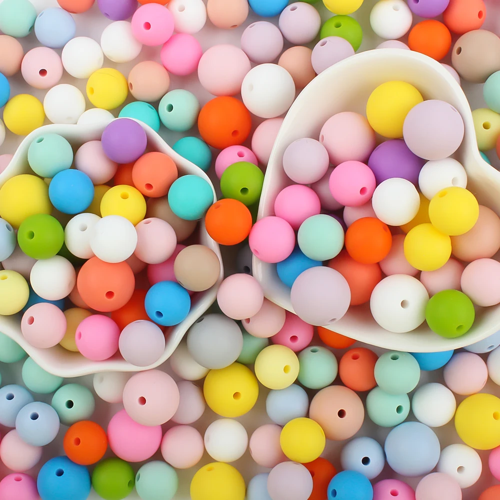 20/50/100pcs 12mm Round Silicone Beads For Jewelry Making DIY Pacifier Chain Pen Set Necklace Chewable Teether Teething Toys