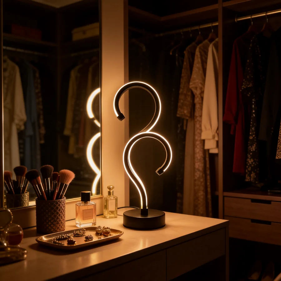 

1PC Question Mark LED Table Lamp, Warm White Ambient Night Light, USB Powered Decor Lamp for Bedroom, Living Room, Home Decor