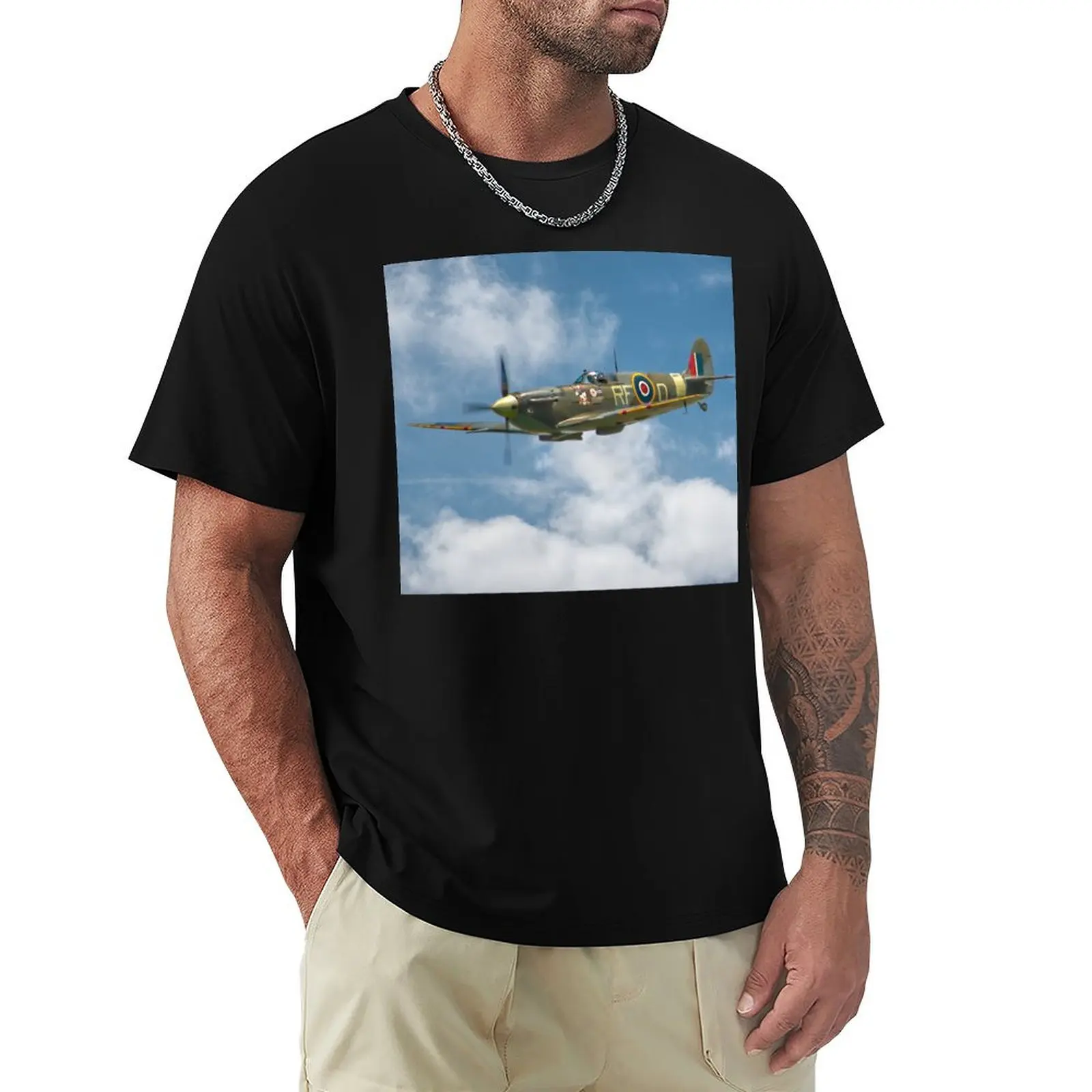 Spitfire in The Clouds T-Shirt summer tops funnys for a boy graphic tees for men