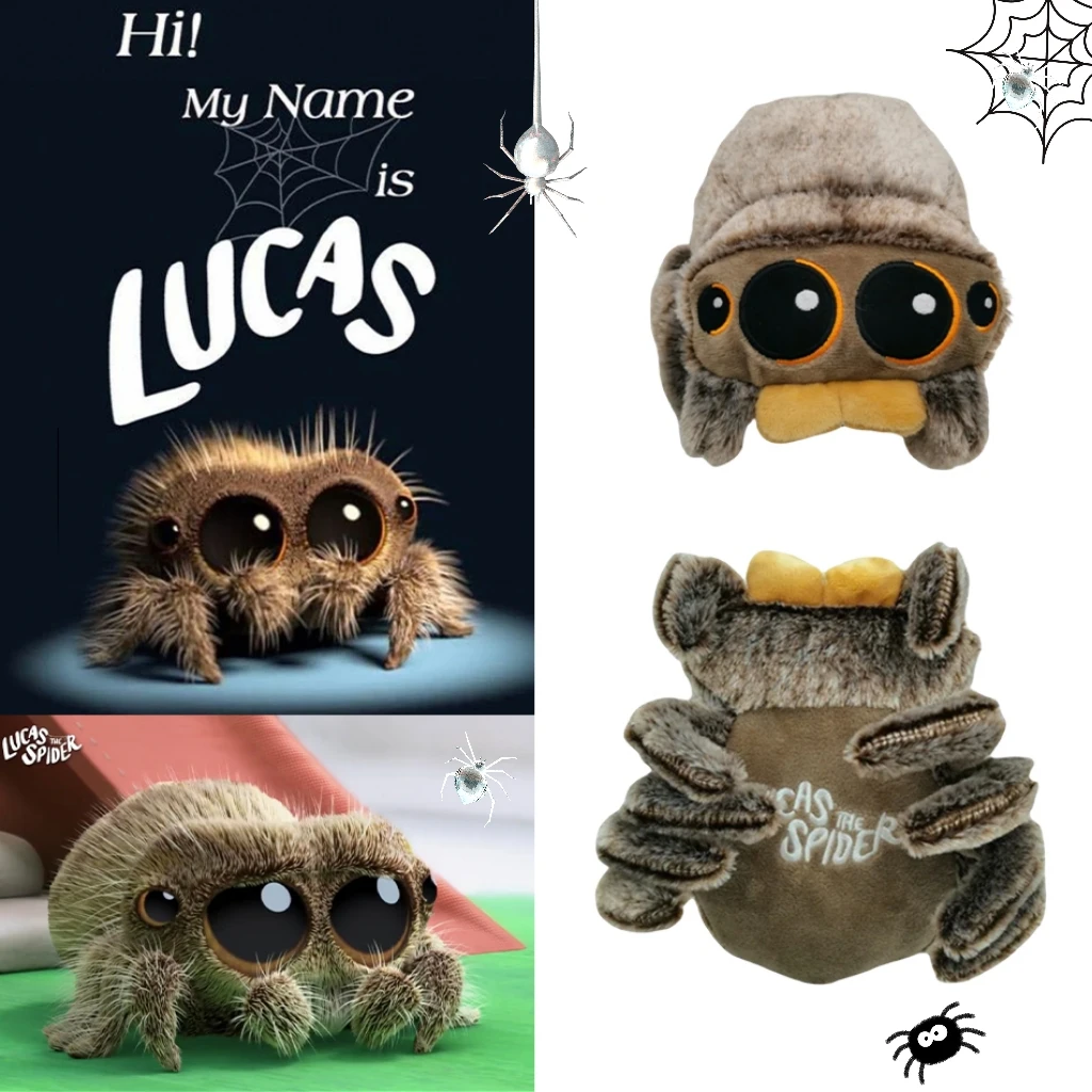 

Милый маленький паук, детская фигурка LUCAS, игрушка, животное для детей, подарок-сюрприз, мягкая кукла для любителей пауков, украшение на Хэллоуин, Ornam