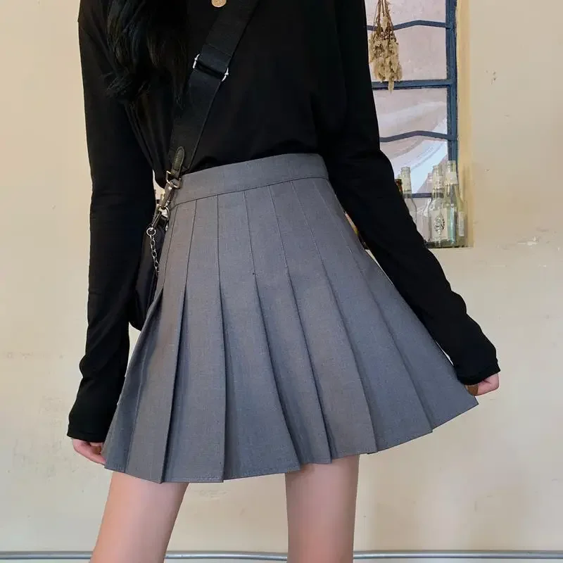 

Юбки женские мини Faldas в консервативном стиле плиссированные простые милые однотонные школьницы корейский стиль модные Harajuku друзья повседневная ампир