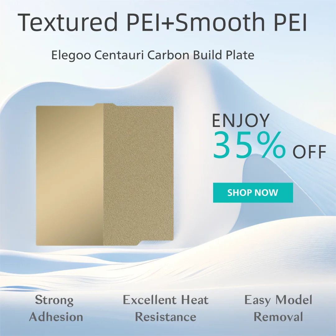 

PEI Sheet 260x271mm Double Side Textured/Smooth PEI Build Plate for Elegoo Centauri Carbon 3D Printer Magnetic&Flexible Hot Bed
