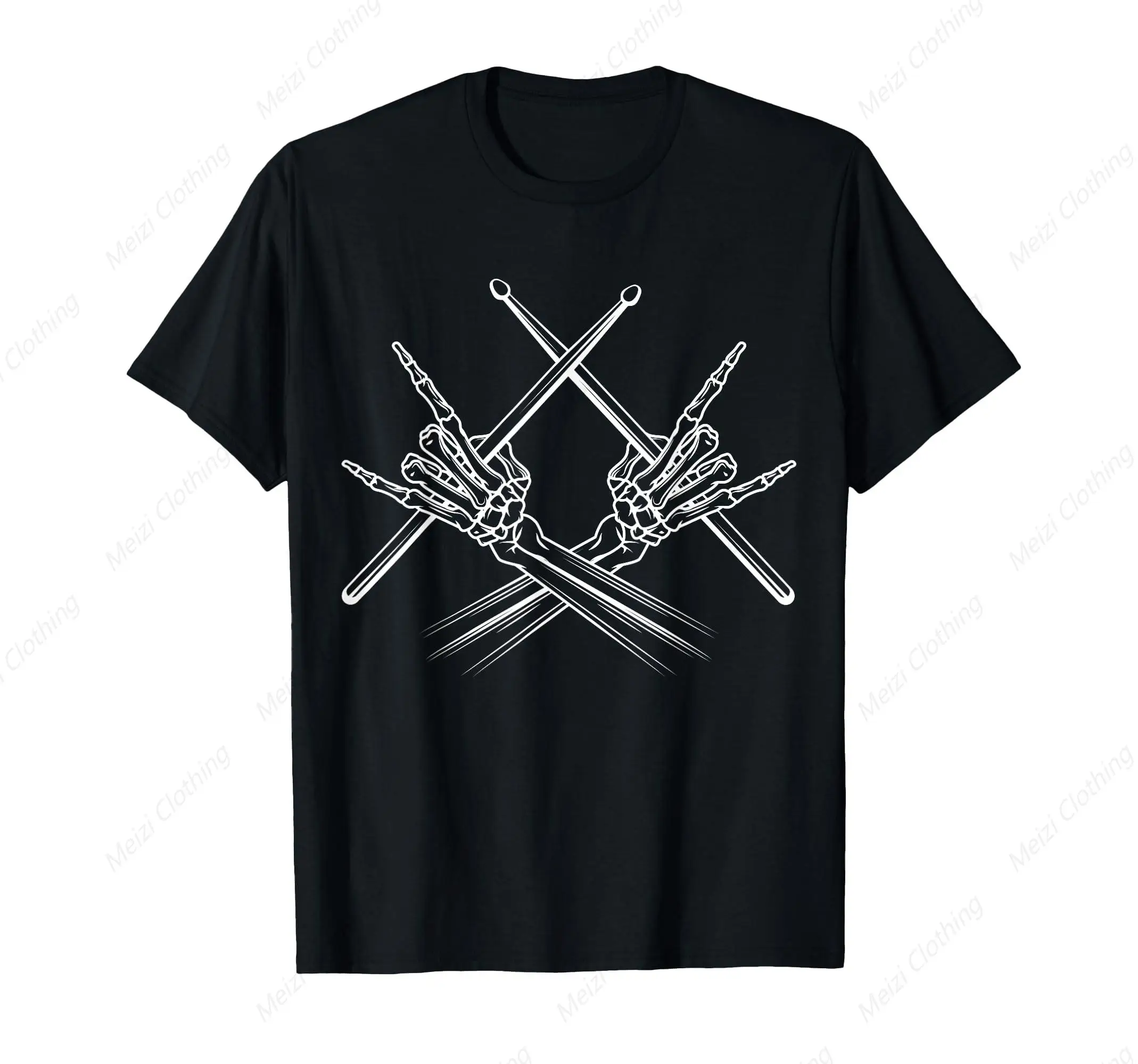 

Drummers drumsticks rock skeletons men's and women's T-shirts cool and fashionable men's cotton shirts