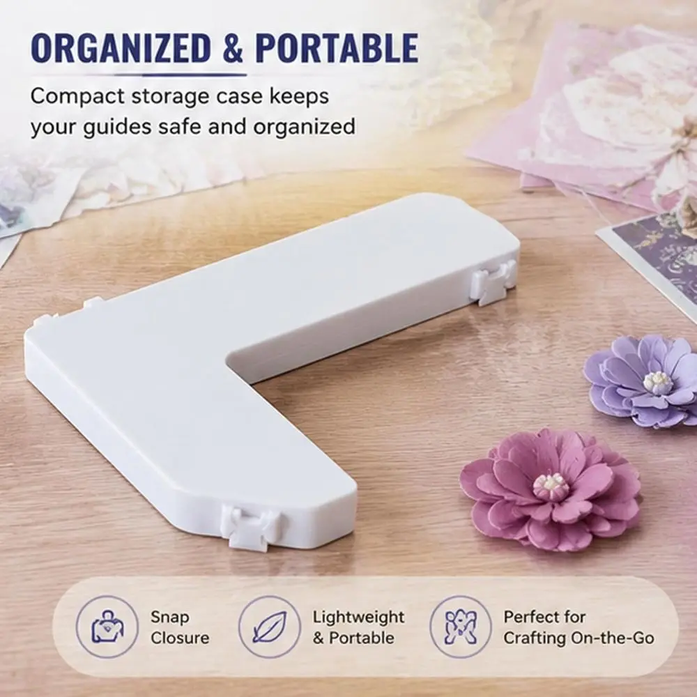 7PCS DIY Paper Crafts Paper Crafting Alignment Guides L Shaped Design Raised Size Tabs Paper Crafting Guides with Storage Case