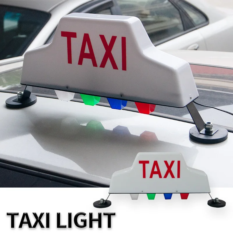 New 12V DC Roof Waterproof Top Sign Cab Lamp Light Signal Lamp Roof Top Sign Strong Magnetic LED Color 21W TAXI Light Universal