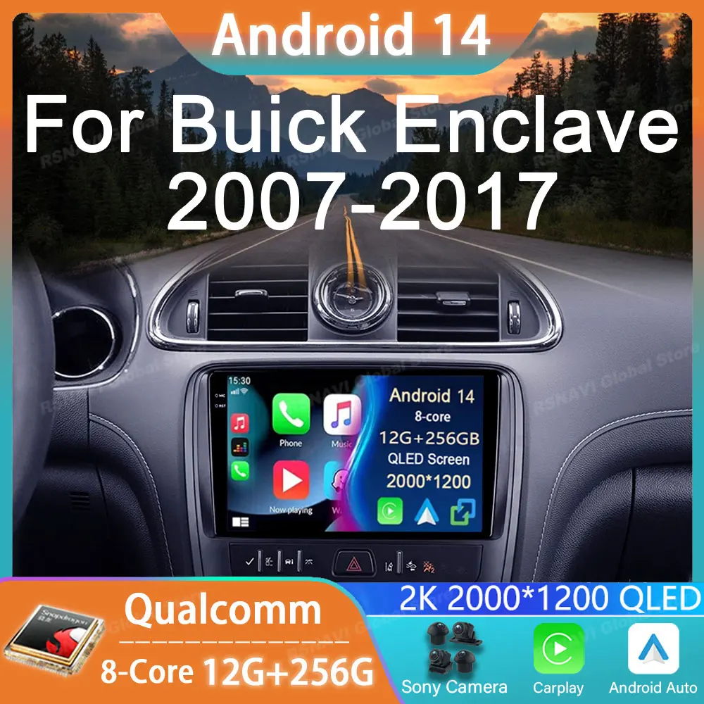 

Car Radio Android 14 Buick Enclave 2007 - 2017 Player Navigation Audio Multimedia GPS Head Unit Stereo Auto DSP BT QLED Audio 5G