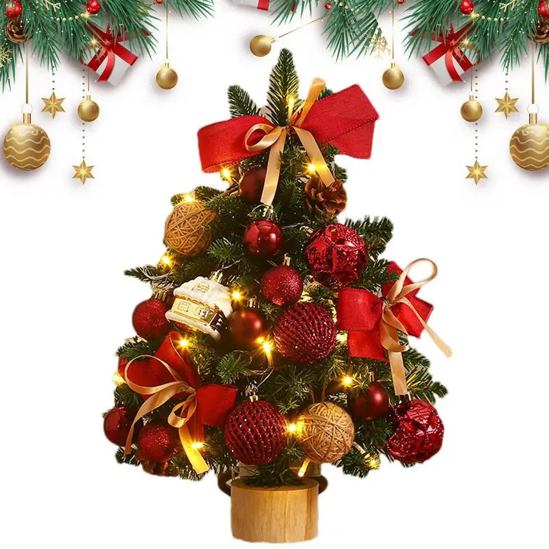 Desk Christmas Tree With Lights Artificial Tabletop Tree Table Top Christmas Tree Decoration For Home Living Room Bedroom