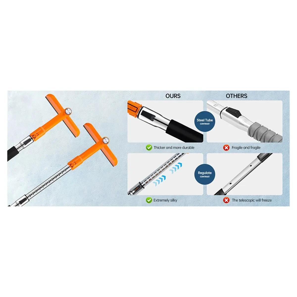STOCK-49.2in Snow Brush & Ice Scraper for Car Windshield,Extendable Snow Brush with Pivoting Brush Head for Car Auto Truck SUV