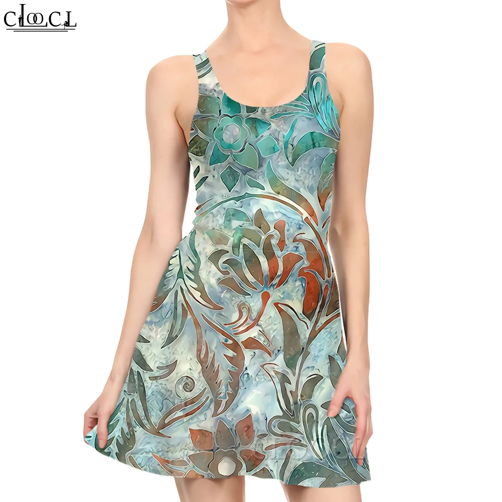 

CLOOCL Women Dress Painted Flowers Pattern 3D Printed Mini Dress for Fashion Female Sleeveless Dresses Short Prom Dress