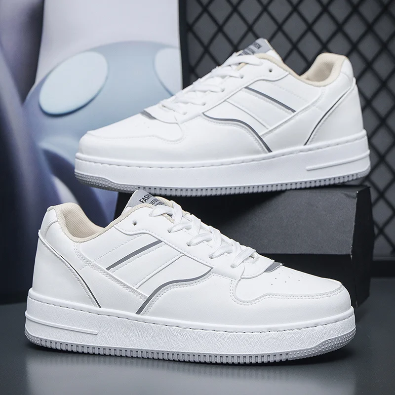 

Classic White Shoes Men Low Top Lace-up Platform Mens Casual Sneakers Comfortable Non-slip Cheap Men's Skateboard Shoes Trainers