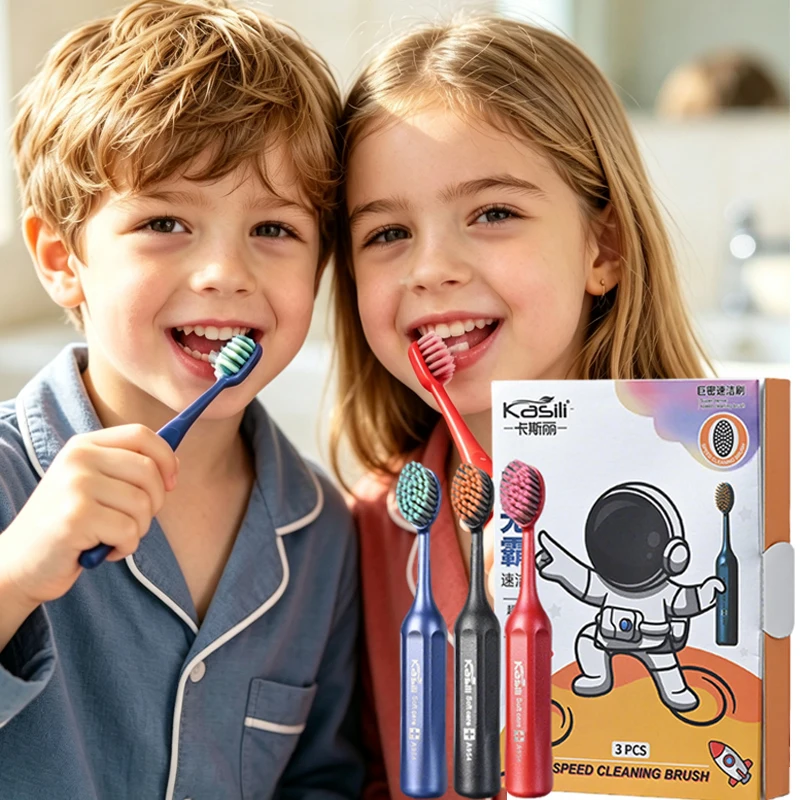 3pcs/6pcs children's toothbrush, cute appearance, delicate and soft bristles, anti slip handle, cleaning and caring for teeth
