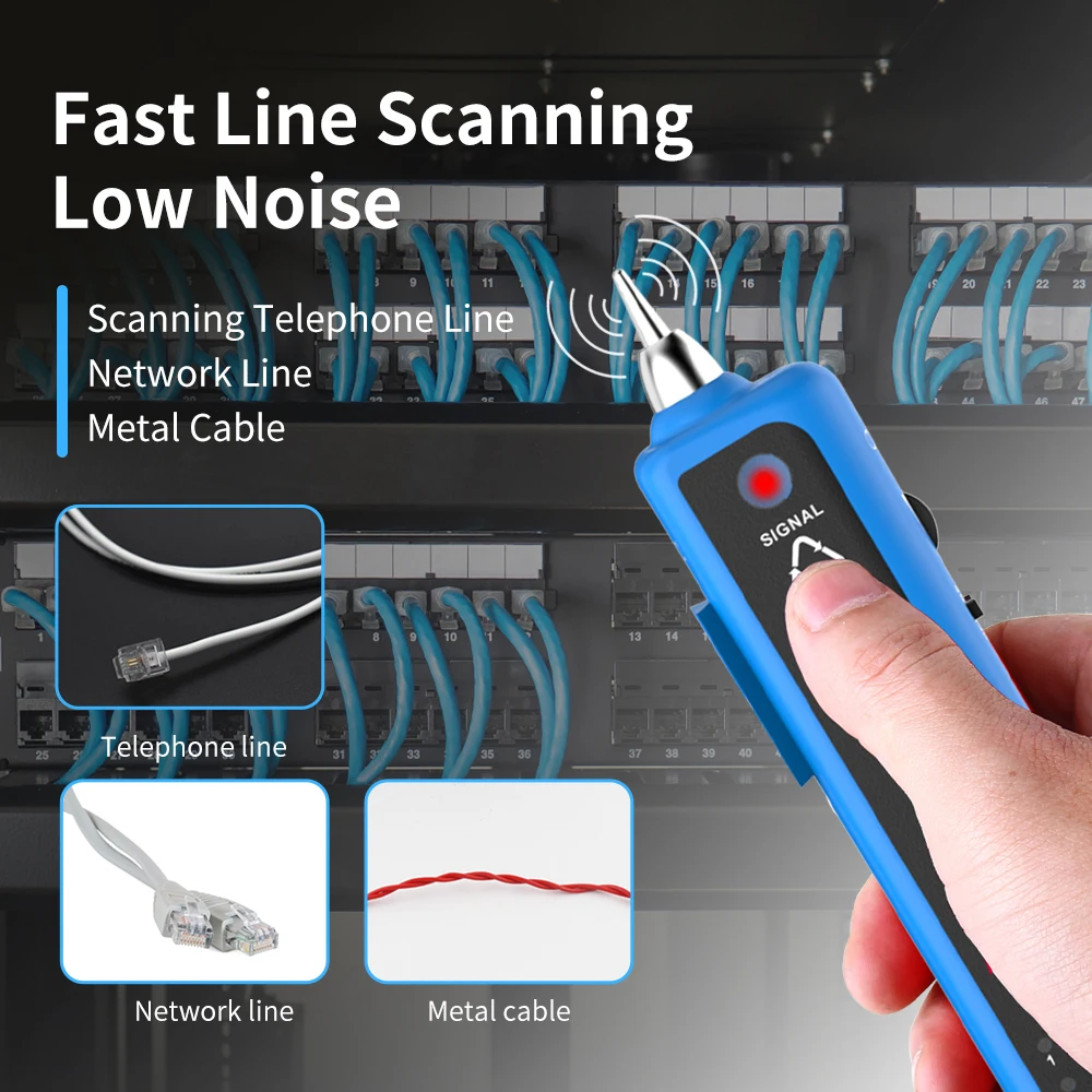 NOYAFA NF-801B Network Cable Tester Ethernet LAN Telephone Wire Tracer RJ45 RJ11 Line Finder with LED Lighting Withstand Voltage