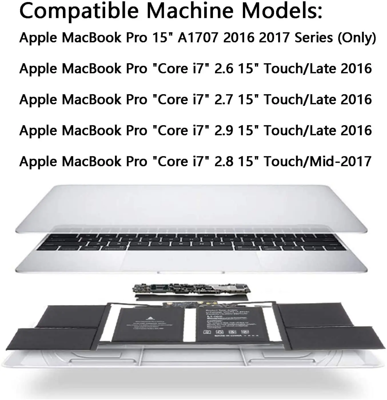 แบตเตอรี่ A1820สำหรับ Apple MacBook Pro 15 A1707 2016ล่าช้า/กลาง2017 EMC 3072 EMC 3162 MLH32CH/MLH42CH/A MLW72CH/A 11.4V 76Wh